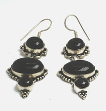 Sterling Silver Black Onyx Dangle Earrings