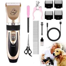 Dog Cat Pet Grooming Kit Rechargeable Cordless Electric Hair Clipper Trimmer Set