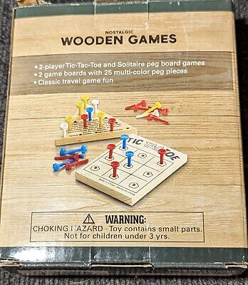 Wood-Peg Games-Hand Held-Travel-Lot of 2 Board Games - Solitaire