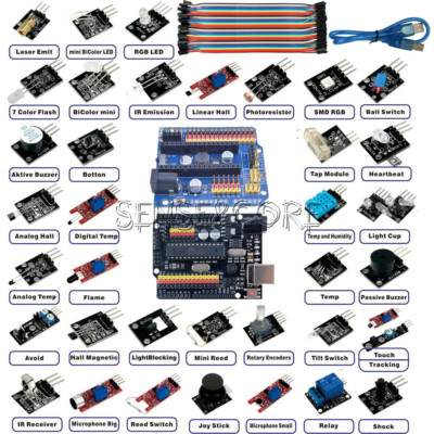 37 Sensor+ R3 PLUS Atmega328P+Nano Micro I/O Shield V3.0 Starter Kit Arduino-