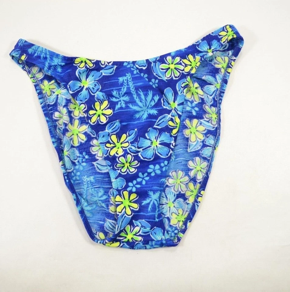 Parte inferior de bikini De La Mer Brasil azul neón isla estampado floral descarado para junior Foto 2 de 4