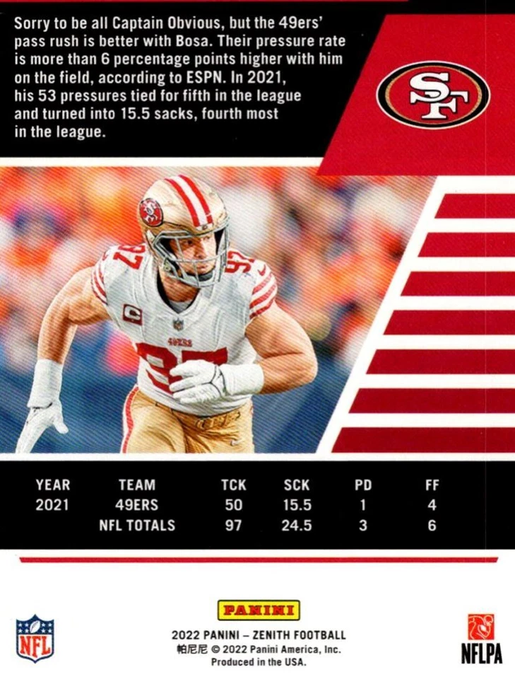 2022 Panini Chronicles Draft Picks Donruss Retro Nick Bosa Ohio State Buckeyes - Image 2 of 2