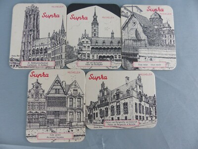 Lot of 5 different SUPRA MECHELEN coaster bierviltje Bierdeckel F25