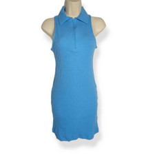 Wild Fable Blue Sleeveless Ribknit Bodycon Collared Dress Small