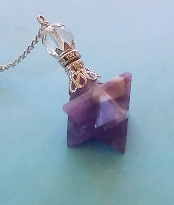 AMETHYST MERKABA PENDANT, AMETHYST MERKABA Necklace, SILVER AMETHYST Pendant