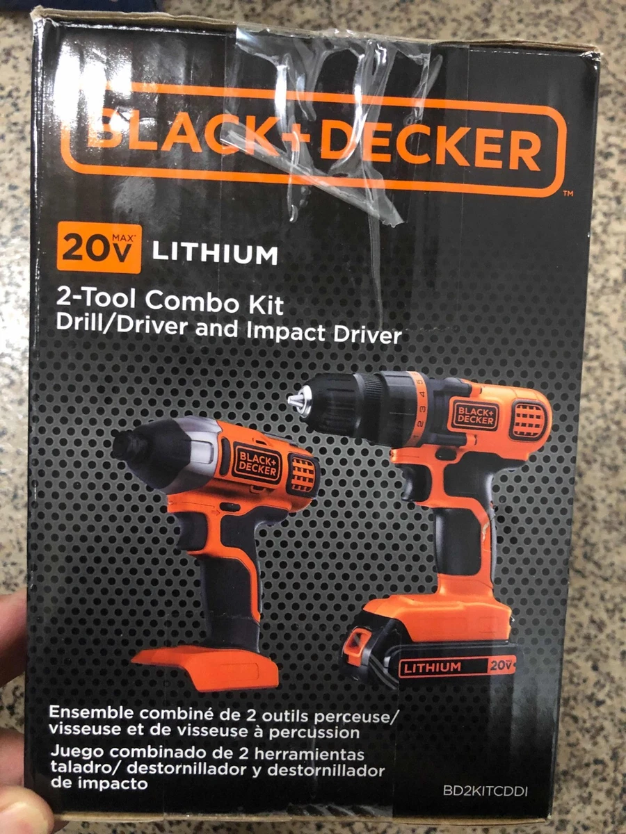 BLACK+DECKER 20V MAX Cordless Drill and Impact Driver, Power Tool Combo Kit  with Battery and Charger (BD2KITCDDI) 20V MAX* Drill/Driver and Impact Combo  Kit 