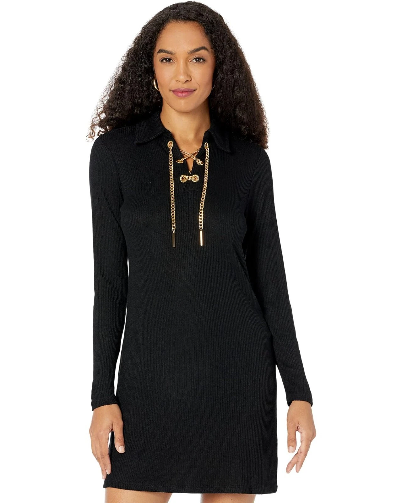 Abito donna Michael Kors con lacci a catena nero taglia P S B 