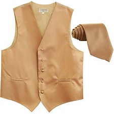 New men's tuxedo vest waistcoat  neck tie horizontal stripes prom beige formal