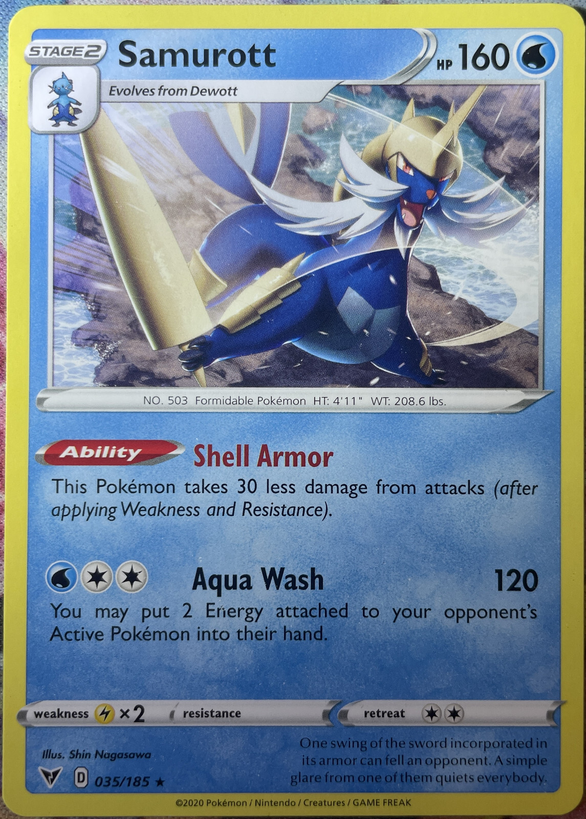 Samurott Rare - 035/185 - Vivid Voltage Pokemon 2020