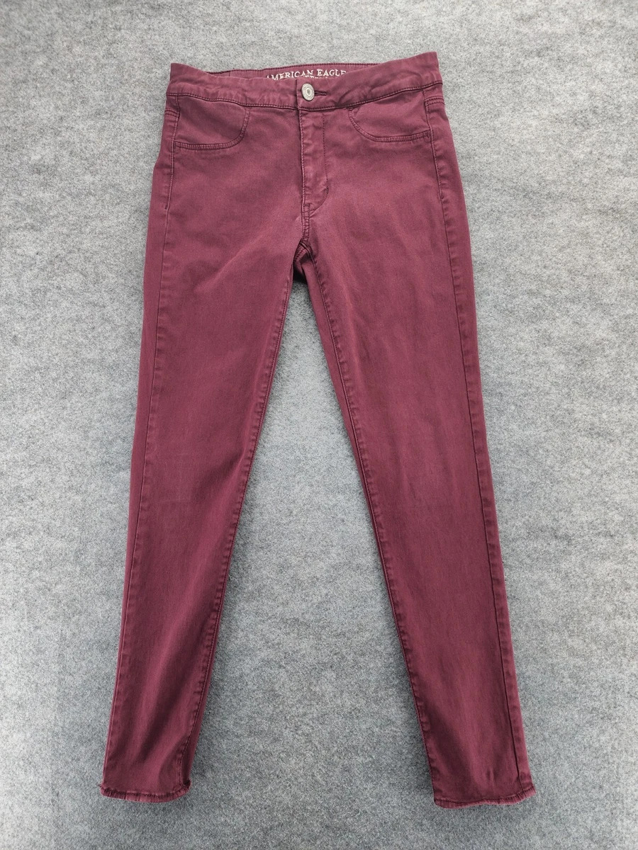 American Eagle Jeans Womens Size 6 Jegging Red AEO Sateen Low Rise 28x28