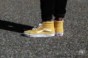 ochre and white vans