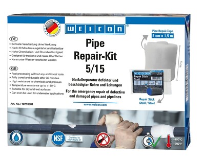 WEICON Pipe Repair-Kit | Notfall-Reparatur beschädigter Rohre und Leitungen 5/15