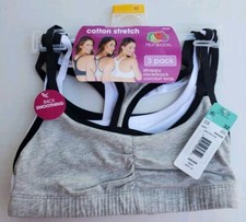 Fruit of the Loom Womens Ladies 3 Pack Strappy Racerback Comfort Bras SIZE 32