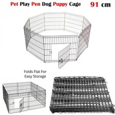 Pet Dog Pen Puppy Foldable Playpen 91 CM Indoor/Outdoor Enclosure 8 Panels CAGE