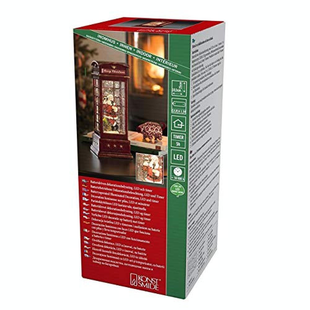 "Konstsmide LED Snow Globe Lantern"Santa Telefono Box", Lanterna riempita di acq