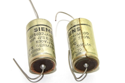 Pair of Siemens MP J/S Capacitor type B25032, 0.22 MFD / 630 V-, Neumann, NOS
