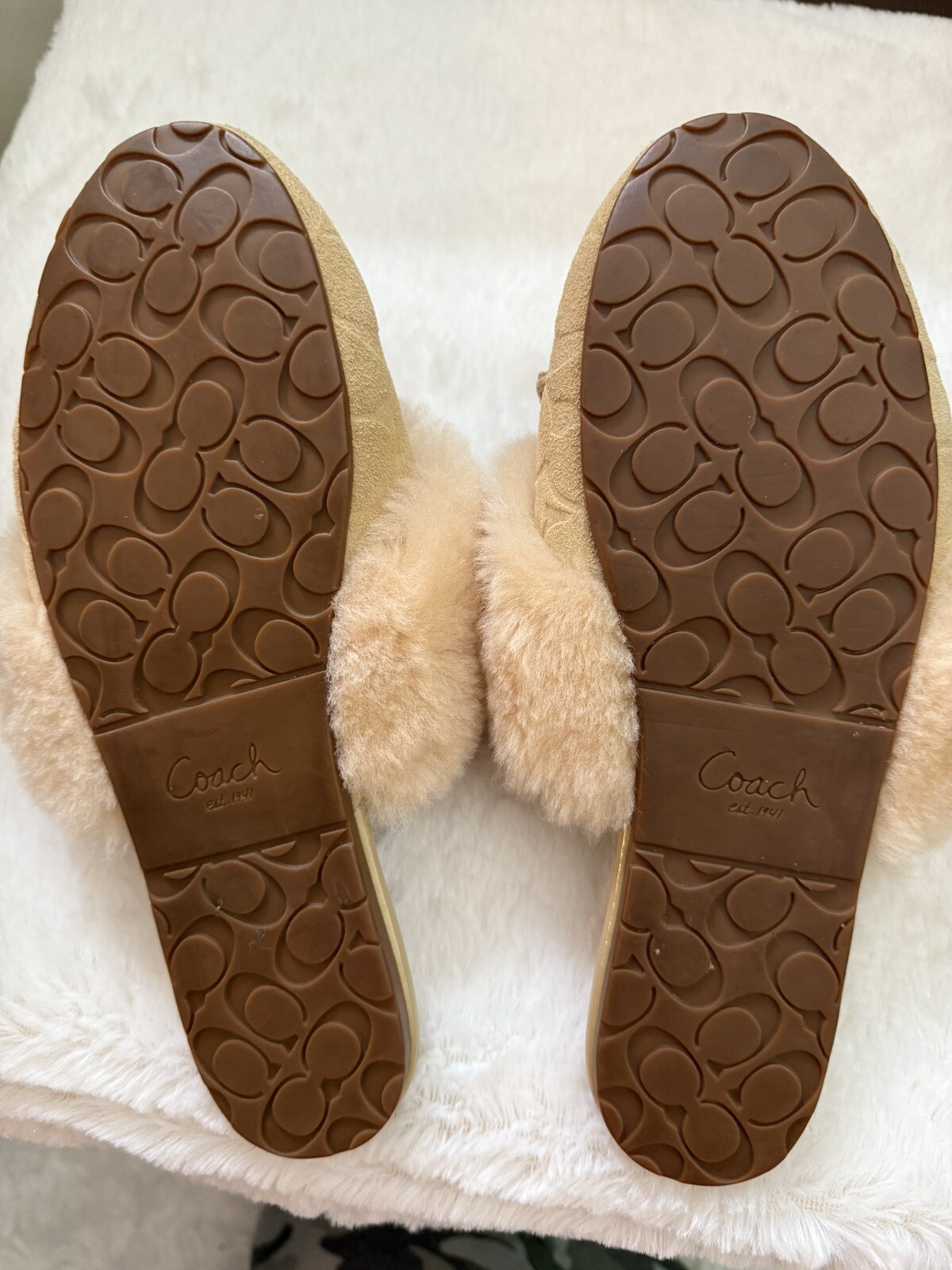 PANTOFOLA D’ORO Coach Ciabatte da donna CARRA 7 1 2 firmate C con bordo in pelliccia goffrata