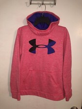 EUC Under Armour girls hoodie size YLG Youth large sweat shirt loose fit Pink