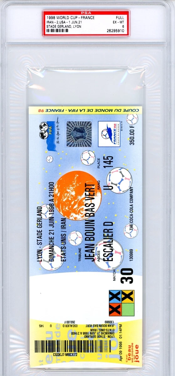 Lot de 10 Photos Ticket Billet Coupe du Monde 98 Villes organisatrices