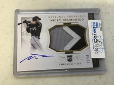 2018 NATIONAL TREASURES NICKY DELMONICO 3 COLOR PATCH AUTO CARD #31/49 WHITE SOX