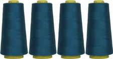 4 BIG CONES DARK TURQUOISE SERGER SEWING THREAD 2750 YD TEX 27 40S/2 - THREADART