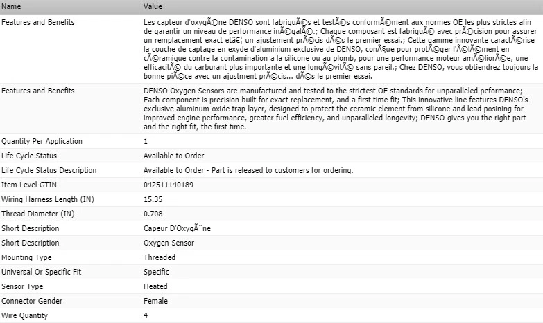 Sensor de oxígeno aguas abajo DENSO para 1996-1999 GMC K1500 V8-5,0 L Foto 2 de 4