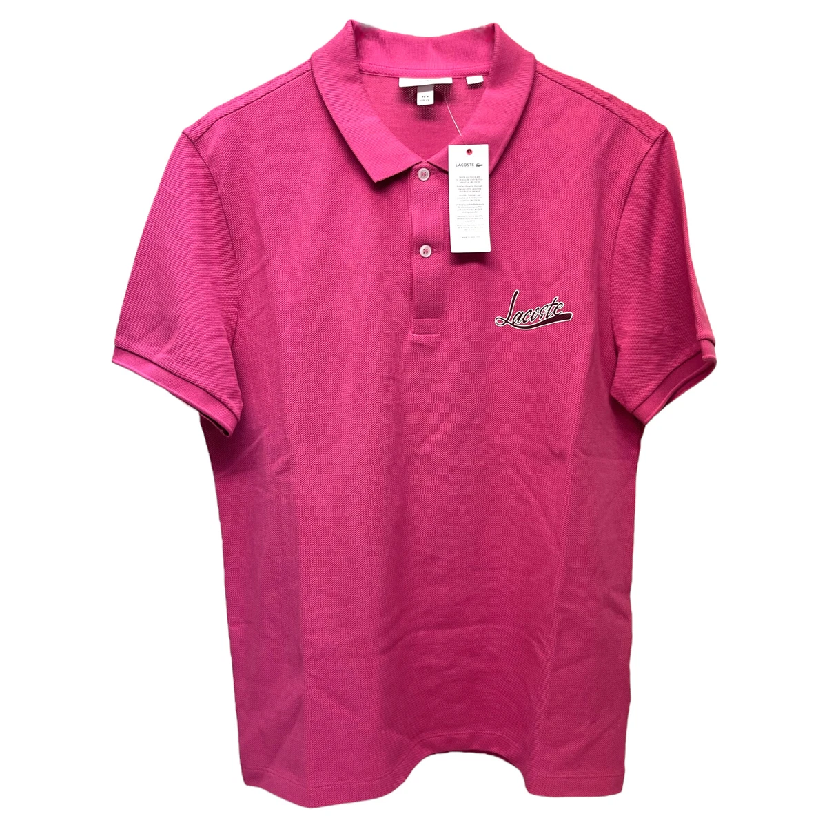 Lacoste Mens Short Sleeve Polo Shirt Fuchsia Pink Mesh Cotton $125 | eBay