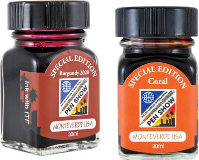 Monteverde Coral, Burgundy Ink Bottle G309LA G309LB 30ml Each - Pack of 2