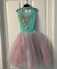 Girls Curtain Call pink/aqua ballet tutu Costume C2347 sz Child Medium  CME