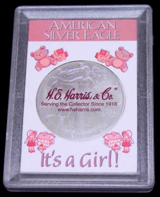 It's a Girl American Silver Eagle Case to Hold Birth Year Silver Coin FREE SHIP