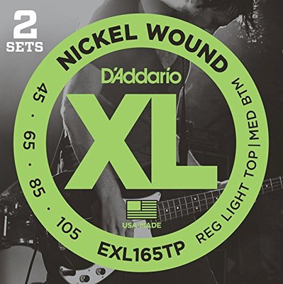 D'Addario Nickel Wound Bass Guitar Strings Custom Light, 45-105, 2 Sets, Long