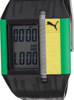 Puma Access Digital Watch Black/Yellow/Green Dial Unisex PU910501010 RARE NEW