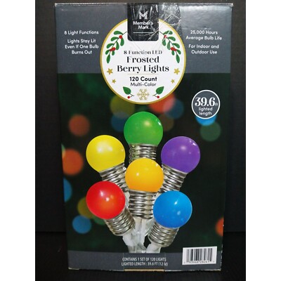 Members Mark 8 Function LED Frosted Berry Lights 120 Count Multi Colored