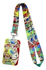 Ren and Stimpy Cartoon Themed Lanyard Keychain with ID Holder