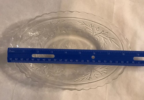2 Rare Vintage Duncan And Miller Glass Sandwich Pattern Oval Serving Dishes - Picture 10 of 12