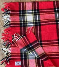 Vintage Troy Robe Red Plaid Tartan Throw Stadium Lap Blanket 68 x 62" EUC