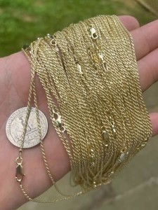 Authentic 14K Gold Plated Plated 925 Silver Rope Necklace 1.5mm Resell LOT 10pc
