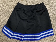 Alleson Cheerleading Skirt Youth Sz M Black Multi Pleated W Silver  Blue EUC