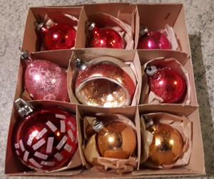 Vintage Immagini Natalizie Antiche.9 Antiche Palline In Vetro Per Albero Di Natale Addobbi Vintage Con Scatola Orig Ebay
