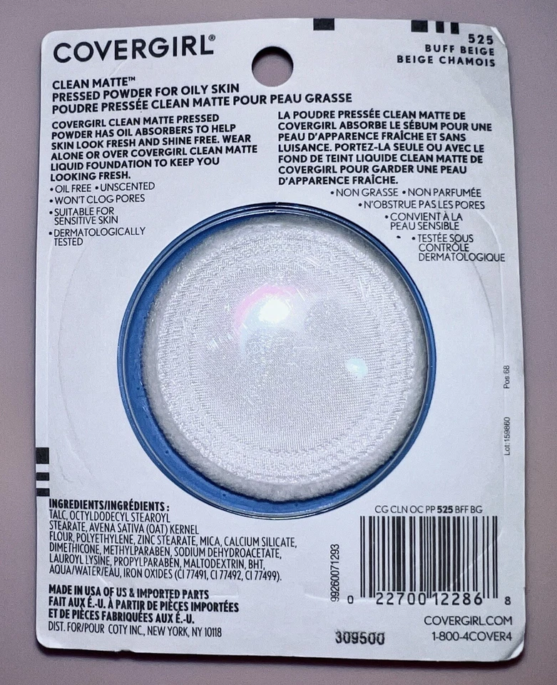 Covergirl Pressed Powder Buff Beige #525 Clean Matte Oil Control Blue NEW! - Image 4 of 4