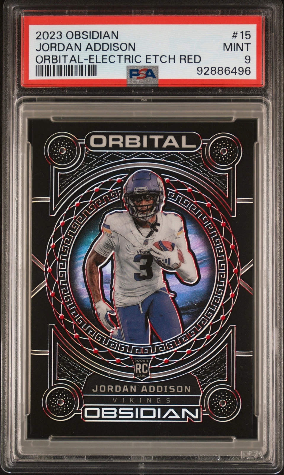 Jordan Addison Panini Obsidian Orbital #15 Electric Etch Red