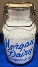@ MORGAN DAIRY MILK BOTTLE Wide Mouth Gallon Bail JACKSONVILLE ILL HTF KS