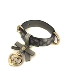 EGA GUCCI Micro Ssima Lovely Heart Leather Dog Collar/3CF0451