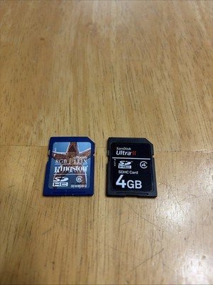 Lot of 2 SD Cards 8GB Kingston & 4GB SanDisk