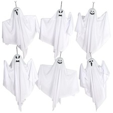 6 Pack Halloween Hanging Ghosts, 27.6 Inch Flying Ghost 23.6 27.6 inch, White