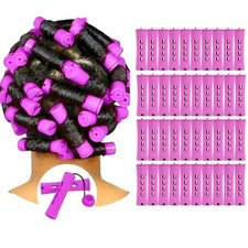 40pc Perm Rods Set Cold Wave Hair Curlers Plastic Purple Large Styling Tools