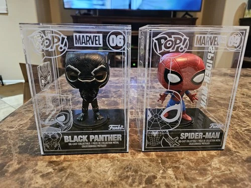 2 - Funko Pop Die-Cast Black Panther #06 & Spider-Man #09 Collectible Figures