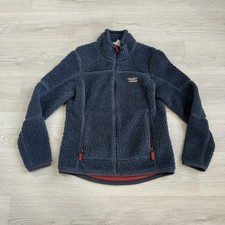 LL Bean Womens Mountain Deep Pile Fleece Sherpa Jacket Gray Orange Sm Jacket