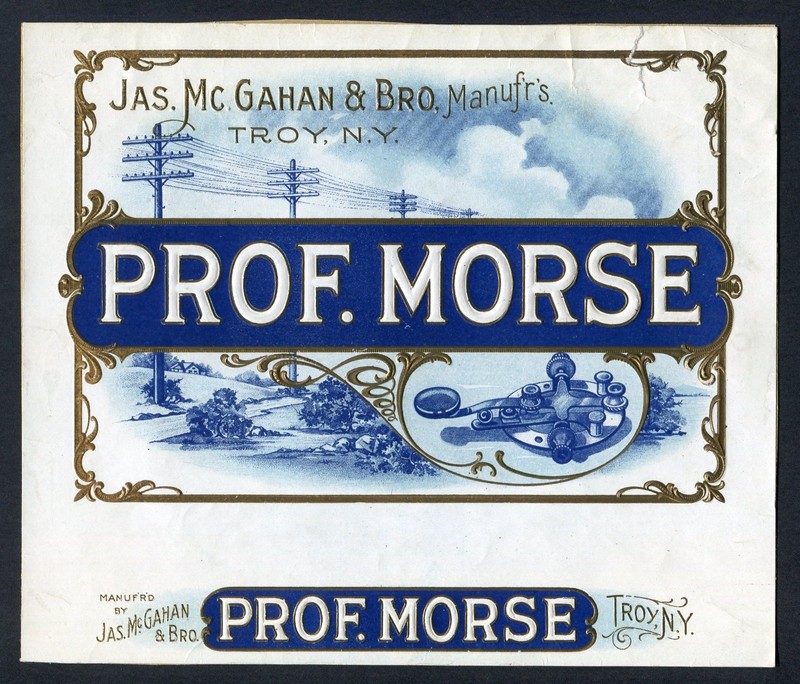 EX RARE Old Original PROF. MORSE Cigar Label - JAS. McGAHAN & BRO. - TROY, N.Y.