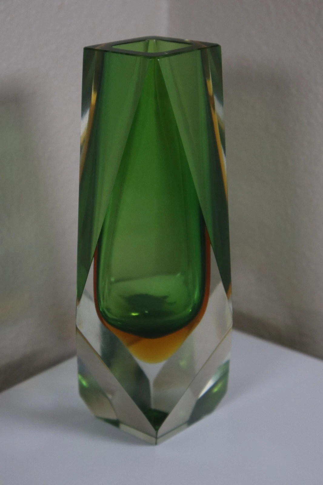 Murano Green Sommerso Murano Glass Vase by Flavio Poli for Alessandro